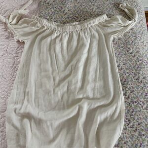 Lulu's Elegant Cream Off-Shoulder Blouse/Mini Dress